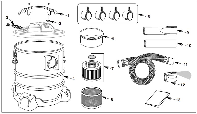 WS1100CA Vac Parts